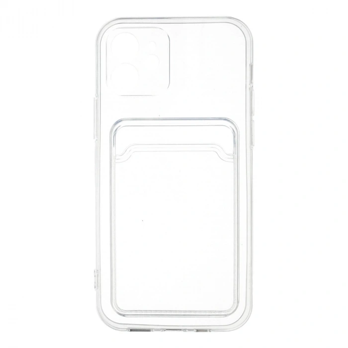 İphone 12 Kılıf Kart Şeffaf Silikon - Şeffaf
