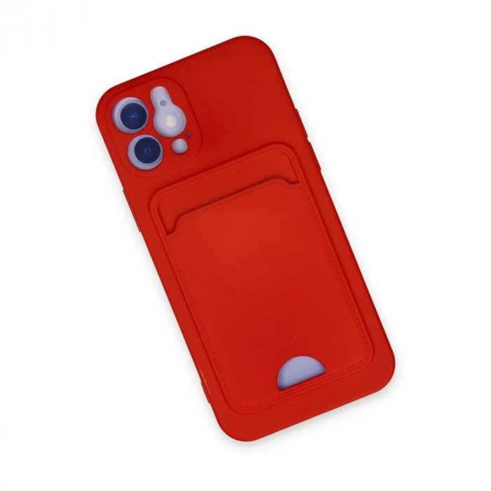 İphone 12 Kılıf Kelvin Kartvizitli Silikon - Kırmızı