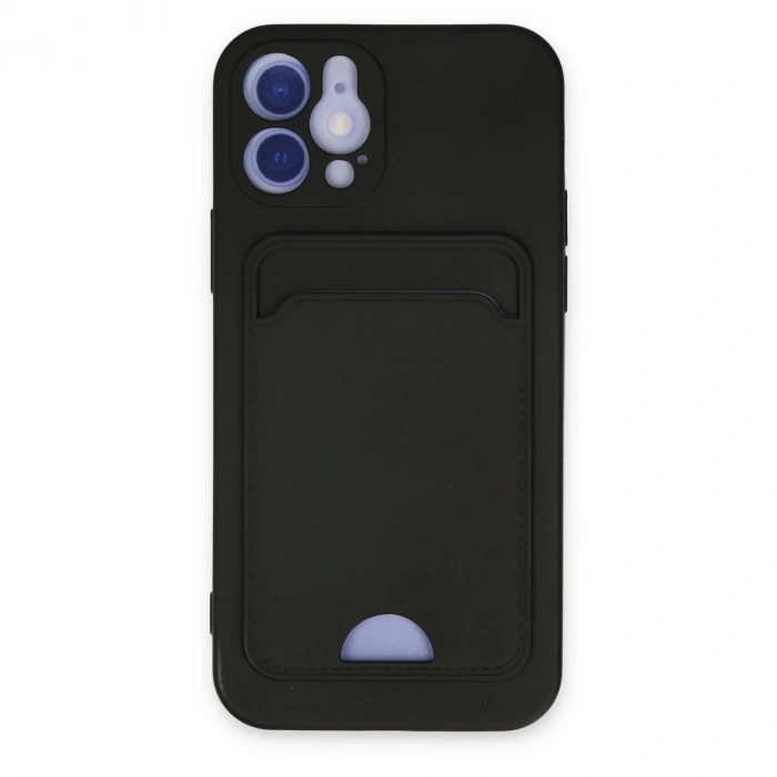 İphone 12 Kılıf Kelvin Kartvizitli Silikon - Siyah