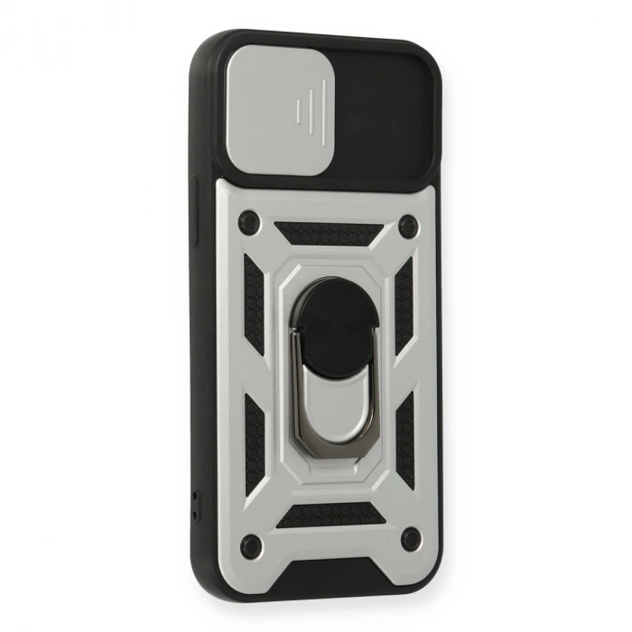 İphone 12 Pro Kılıf Pars Lens Yüzüklü Silikon - Gümüş