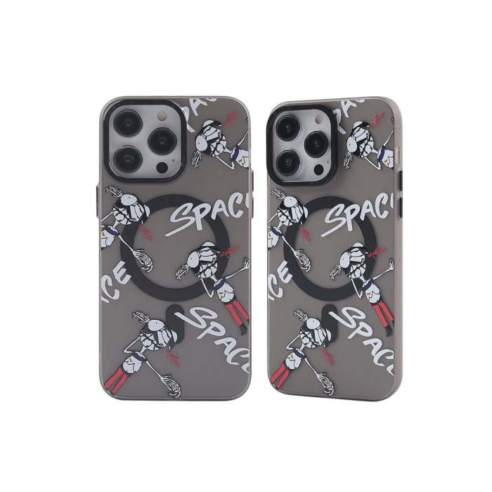 İphone 12 Pro Max Kılıf Apollo Magneticsafe Desenli Kapak - Apollo Siyah - 3