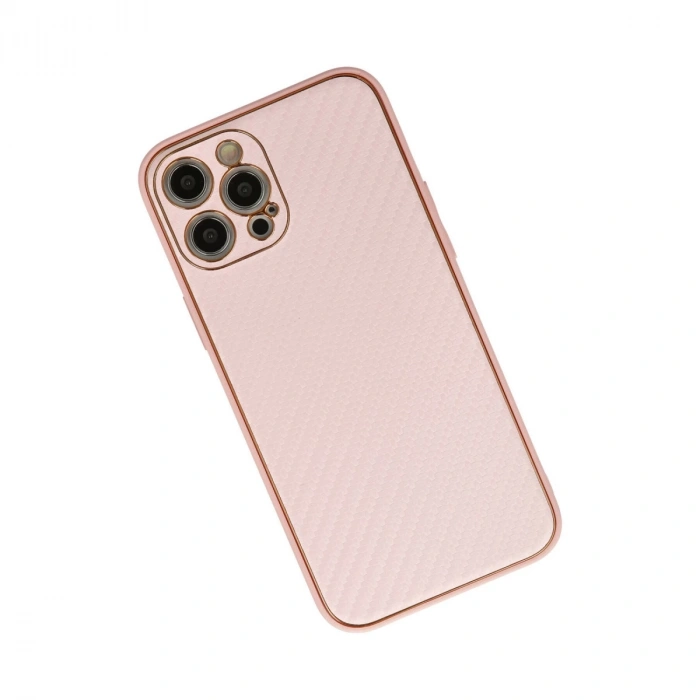 İphone 12 Pro Max Kılıf Coco Karbon Silikon - Pembe