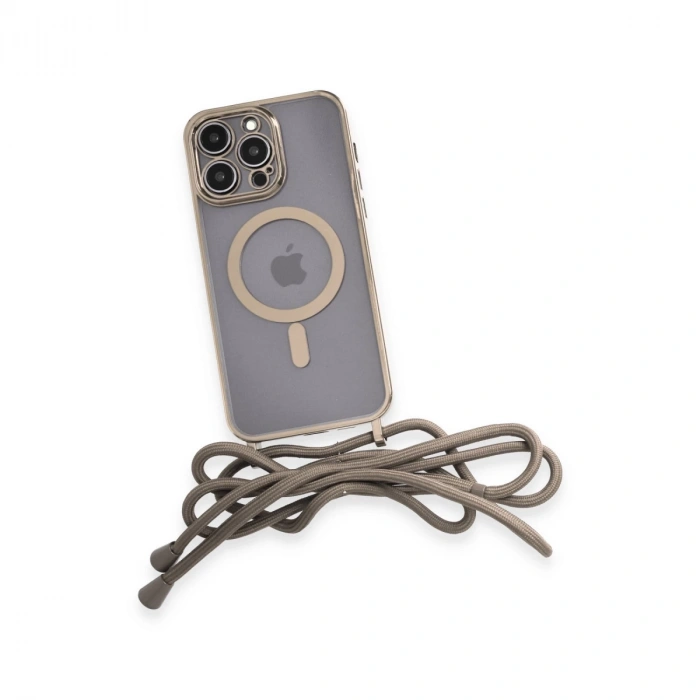 İphone 12 Pro Max Kılıf Divo Lazer Askılı Magsafe Kapak - Gold