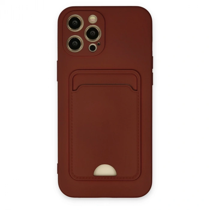 İphone 12 Pro Max Kılıf Kelvin Kartvizitli Silikon - Bordo