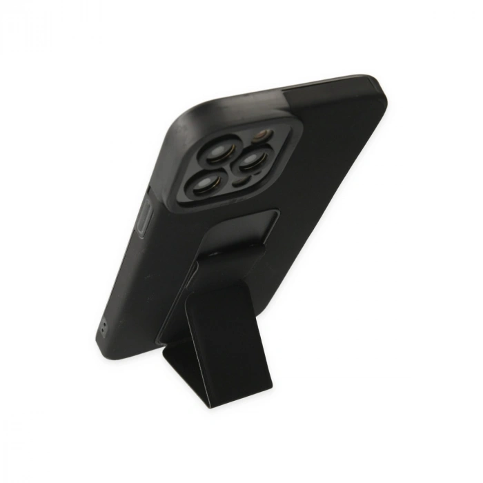 İphone 12 Pro Max Kılıf Mega Standlı Silikon - Siyah