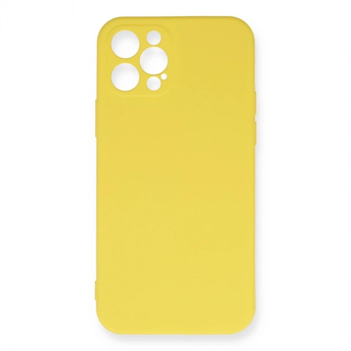 İphone 12 Pro Max Kılıf Nano İçi Kadife Silikon - Sarı
