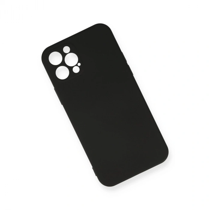 İphone 12 Pro Max Kılıf Nano İçi Kadife Silikon - Siyah