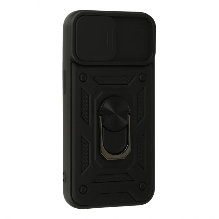 İphone 13 Kılıf Pars Lens Yüzüklü Silikon - Siyah