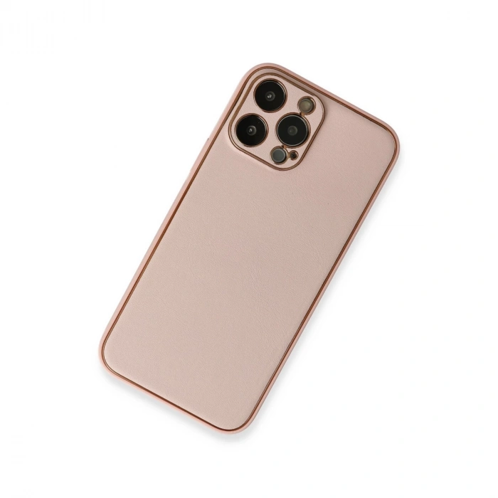 İphone 13 Pro Kılıf Coco Deri Silikon Kapak - Pembe