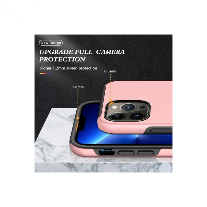 İphone 13 Pro Kılıf Elit Yüzüklü Kapak - Pembe