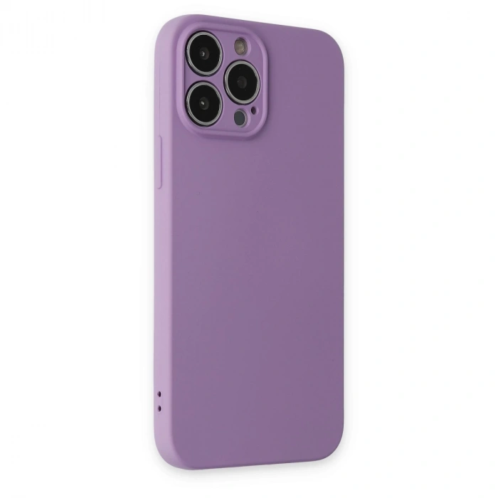 İphone 13 Pro Kılıf Nano İçi Kadife Silikon - Koyu Lila