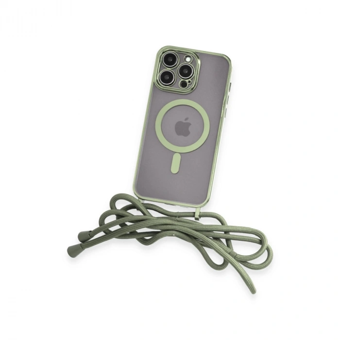 İphone 13 Pro Max Kılıf Divo Lazer Askılı Magsafe Kapak - Koyu Yeşil