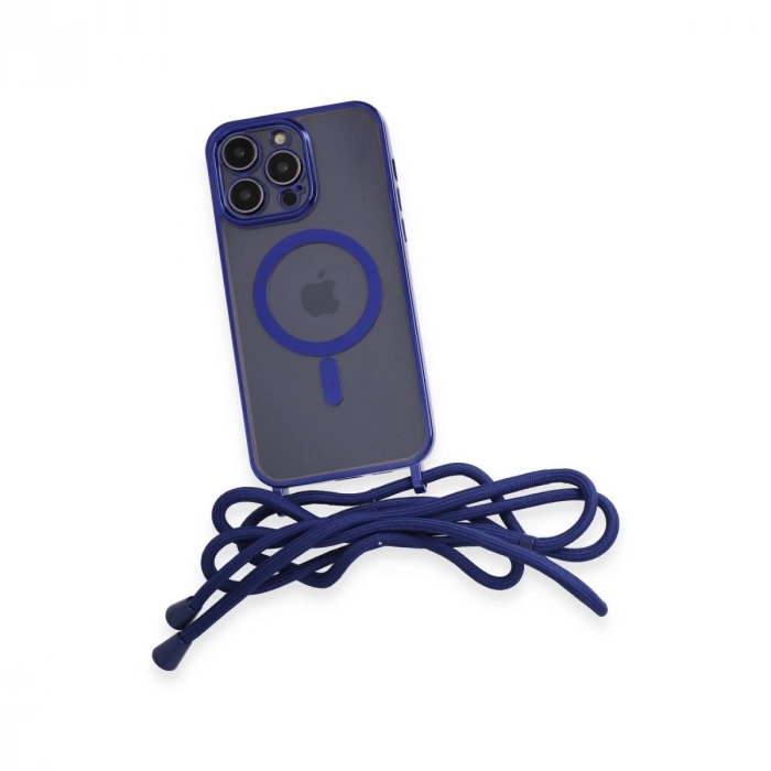 İphone 13 Pro Max Kılıf Divo Lazer Askılı Magsafe Kapak - Mavi