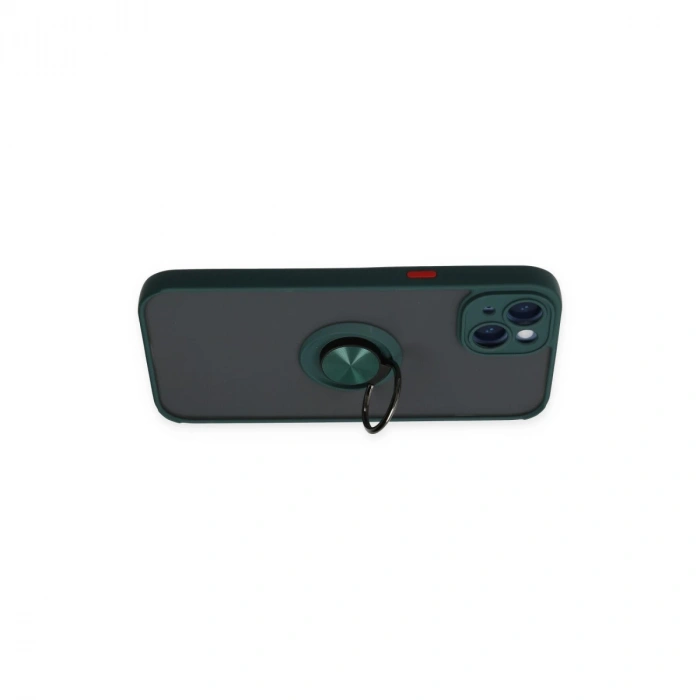 İphone 14 Kılıf Montreal Yüzüklü Silikon Kapak - Yeşil