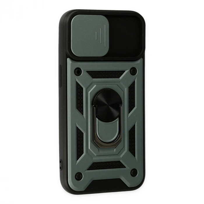 İphone 14 Kılıf Pars Lens Yüzüklü Silikon - Yeşil