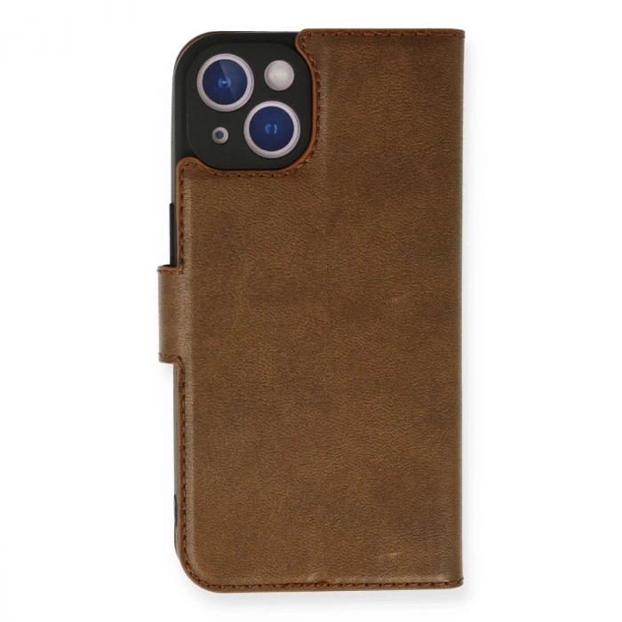 İphone 14 Kılıf Trend S Plus Kapaklı Kılıf - Taba