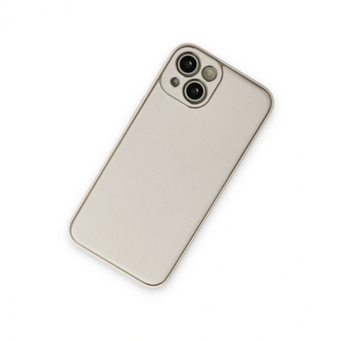 İphone 14 Plus Kılıf Coco Deri Silikon Kapak - Beyaz