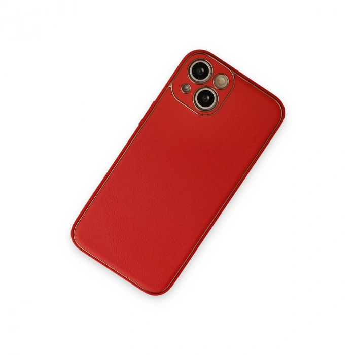 İphone 14 Plus Kılıf Coco Deri Silikon Kapak - Kırmızı