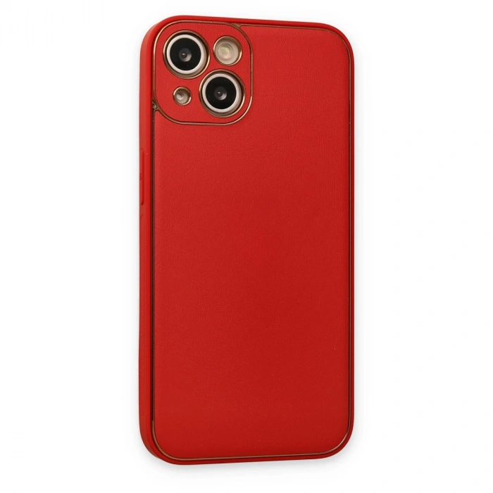 İphone 14 Plus Kılıf Coco Deri Silikon Kapak - Kırmızı