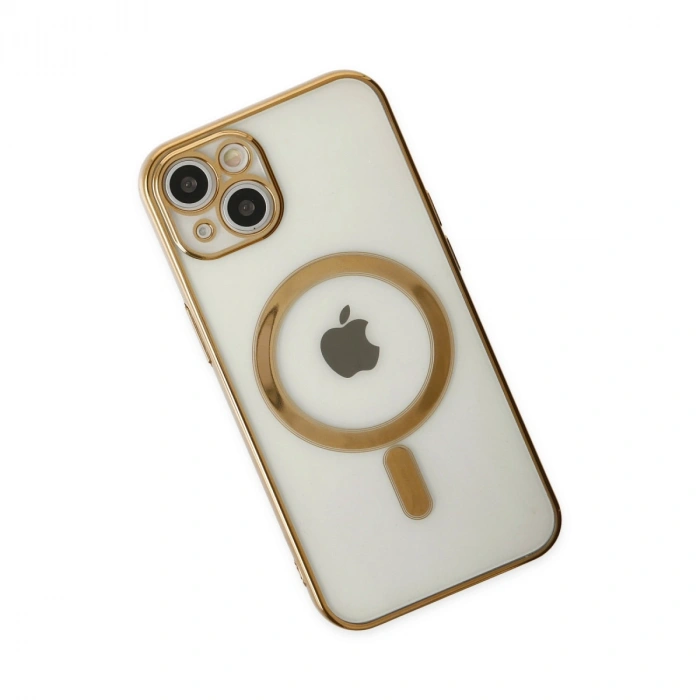 İphone 14 Plus Kılıf Magneticsafe Lazer Silikon - Gold