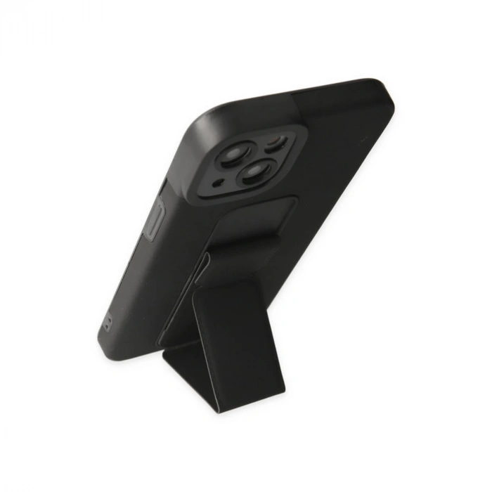 İphone 14 Plus Kılıf Mega Standlı Silikon - Siyah