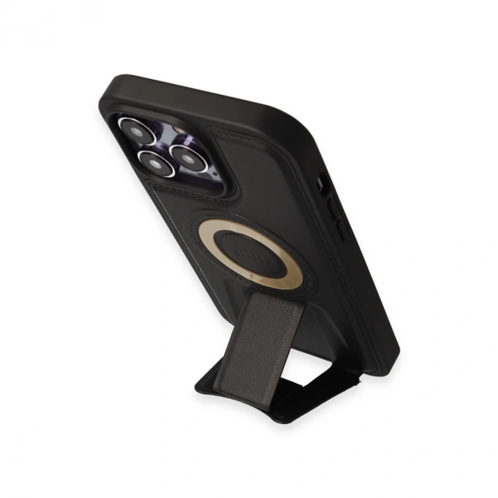 İphone 14 Pro Kılıf Merkür Magneticsafe Standlı Kapak - Siyah