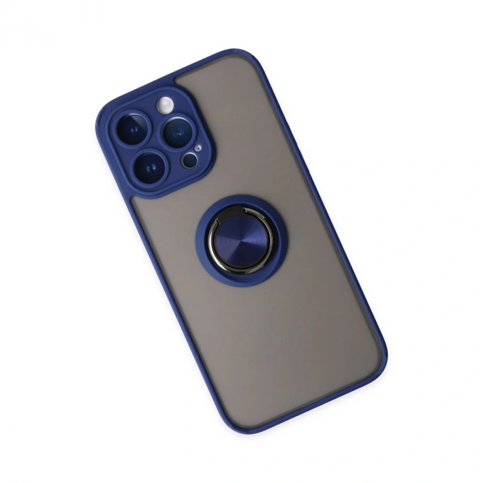 İphone 14 Pro Kılıf Montreal Yüzüklü Silikon Kapak - Lacivert