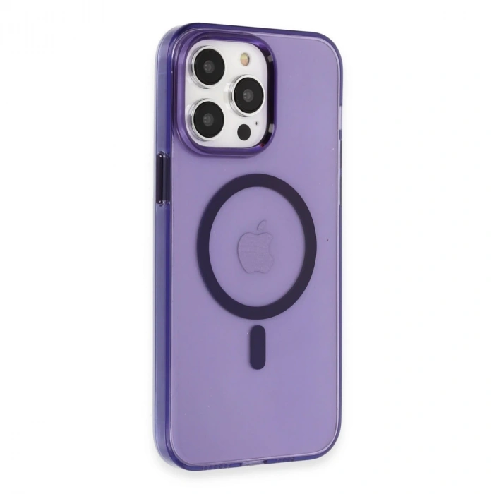 İphone 14 Pro Kılıf Tron Şeffaf Magsafe Kapak - Derin Mor
