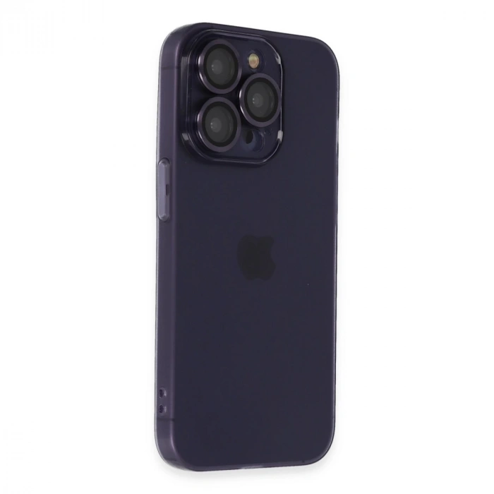 İphone 14 Pro Max Kılıf Luko Lens Silikon - Derin Mor