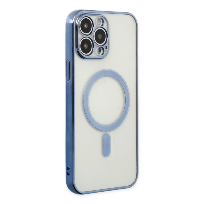 İphone 14 Pro Max Kılıf Magneticsafe Lazer Silikon - Sierra Blue