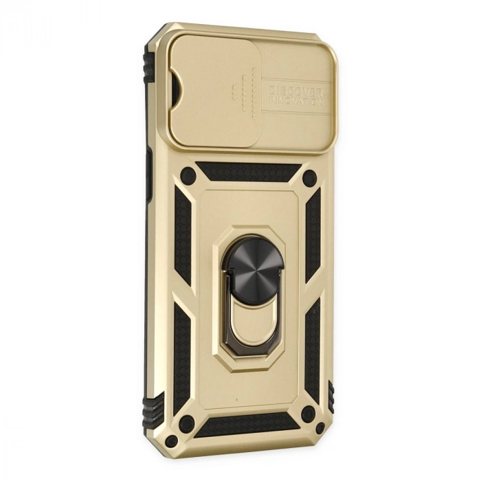 İphone 14 Pro Max Kılıf Pars Lens Yüzüklü Silikon - Gold