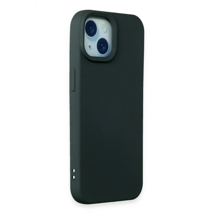 İphone 15 Kılıf Nano İçi Kadife Silikon - Koyu Yeşil