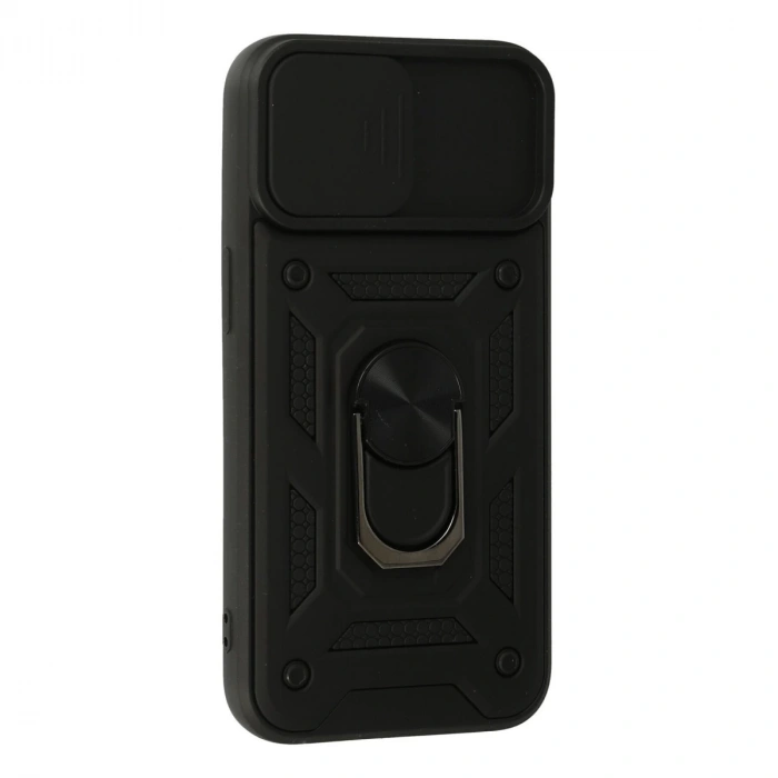 İphone 15 Kılıf Pars Lens Yüzüklü Silikon - Siyah