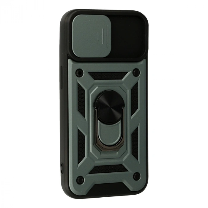 İphone 15 Kılıf Pars Lens Yüzüklü Silikon - Yeşil