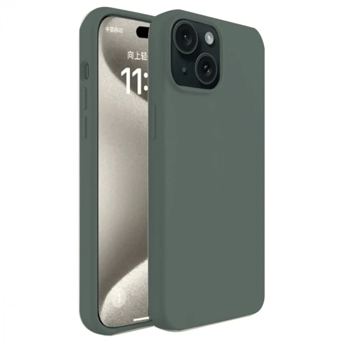 İphone 15 Plus Kılıf First Silikon - Koyu Yeşil