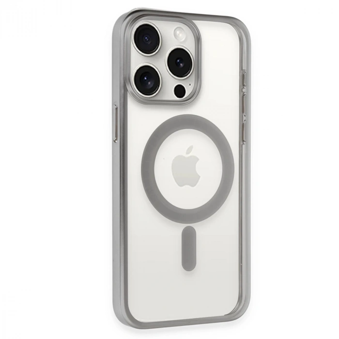 İphone 15 Pro Kılıf Erozi Magsafe Kapak - Gümüş