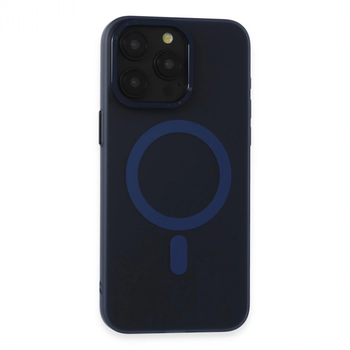 İphone 15 Pro Max Kılıf Lodos Magneticsafe Mat Kapak - Mavi