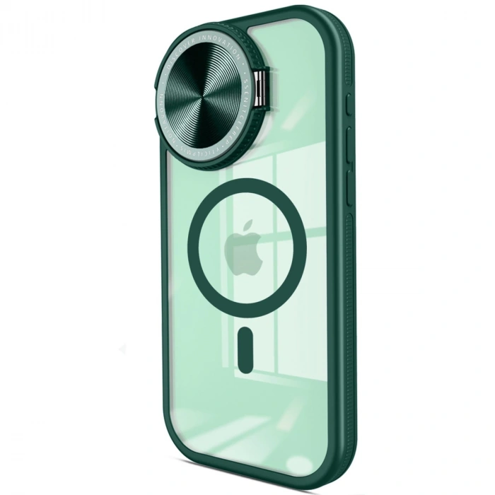 İphone 15 Pro Max Kılıf Teleskop Lens Magsafe Silikon Kapak - Koyu Yeşil