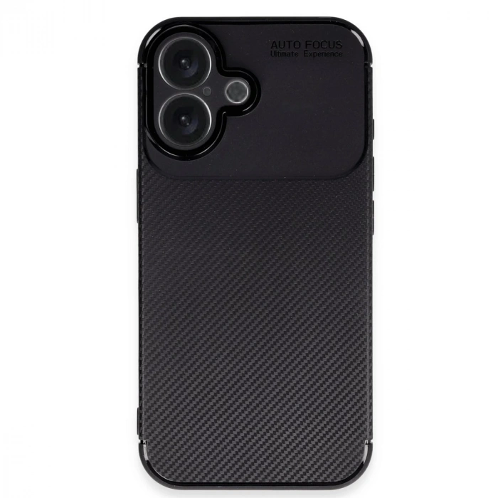 İphone 16 Plus Kılıf Auto Focus Karbon Kapak - Siyah