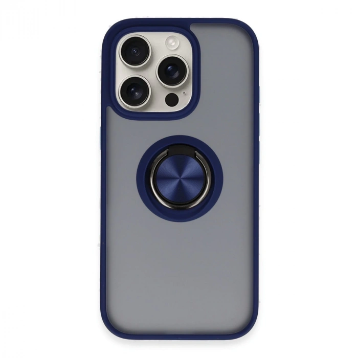 İphone 16 Pro Kılıf Montreal Yüzüklü Silikon Kapak - Lacivert
