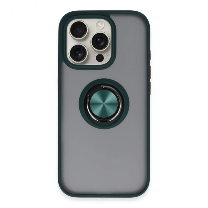 İphone 16 Pro Kılıf Montreal Yüzüklü Silikon Kapak - Yeşil