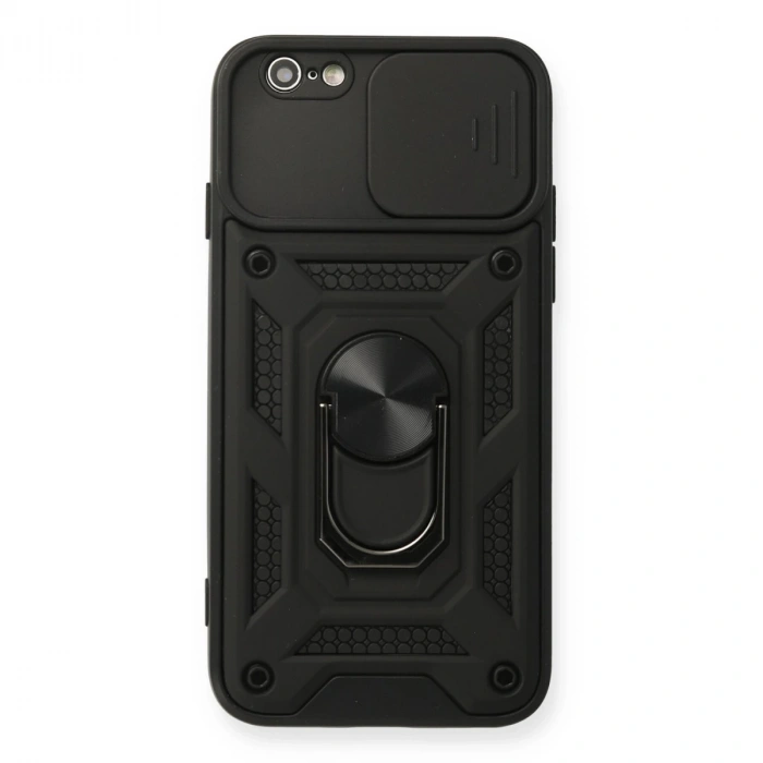 İphone 6 Kılıf Pars Lens Yüzüklü Silikon - Siyah