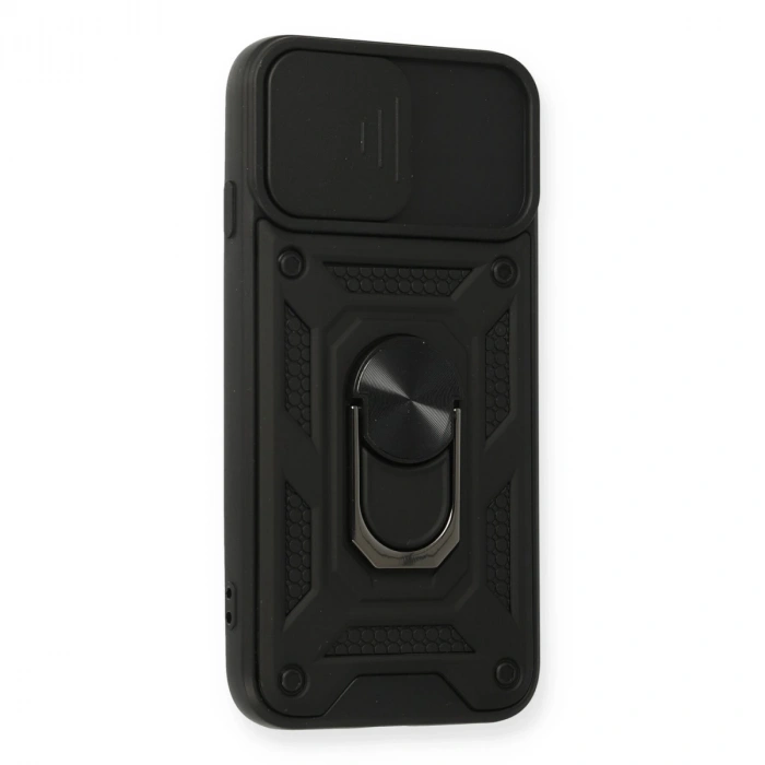 İphone 6 Kılıf Pars Lens Yüzüklü Silikon - Siyah