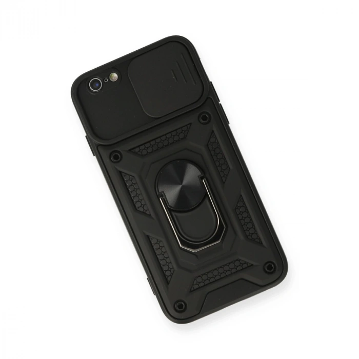 İphone 6 Kılıf Pars Lens Yüzüklü Silikon - Siyah