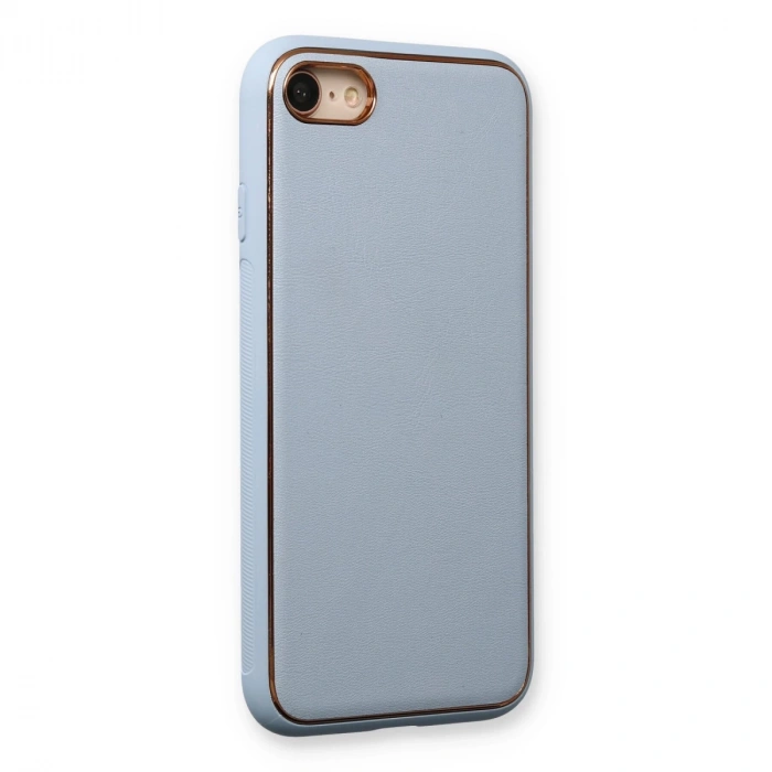 İphone 7 Kılıf Coco Deri Silikon Kapak - Açık Mavi