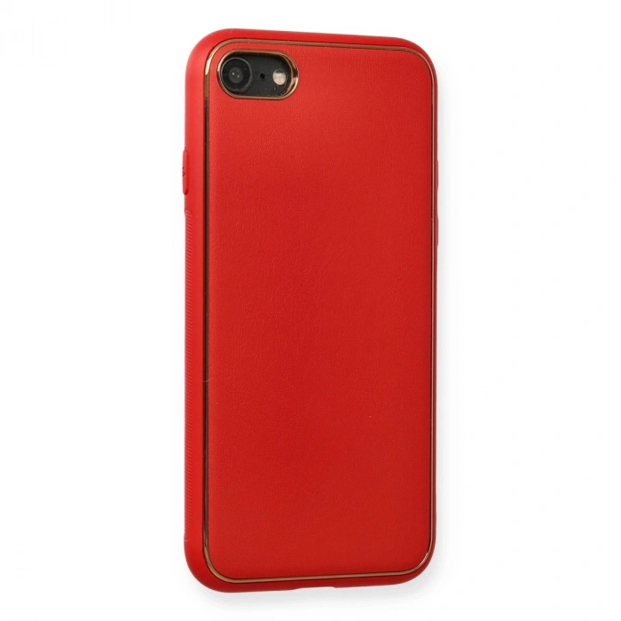 İphone 7 Kılıf Coco Deri Silikon Kapak - Kırmızı