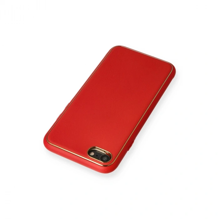 İphone 7 Kılıf Coco Deri Silikon Kapak - Kırmızı