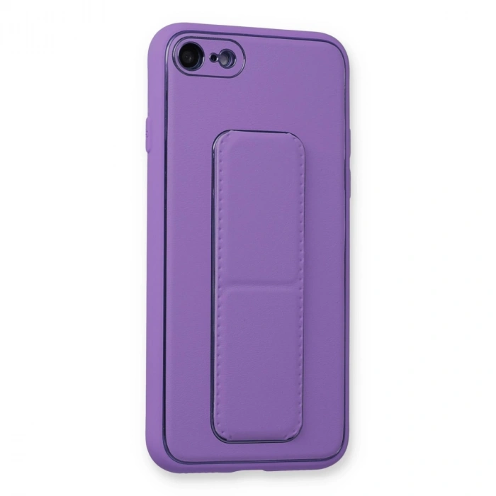 İphone 7 Kılıf Coco Deri Standlı Kapak - Koyu Lila