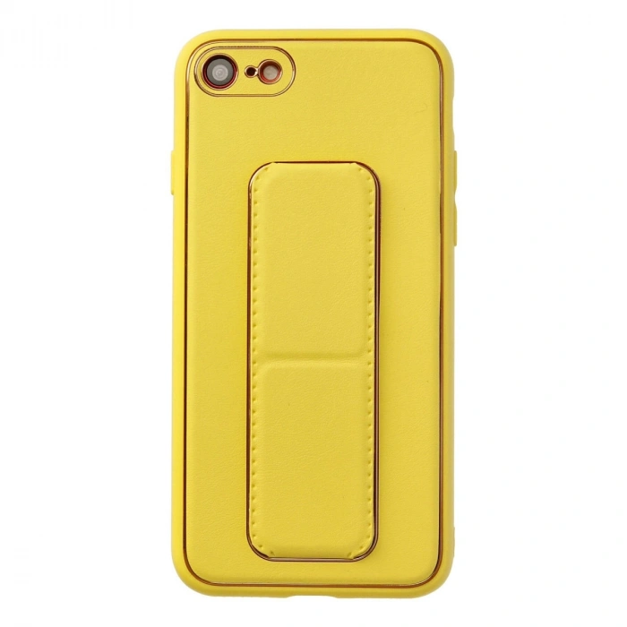 İphone 7 Kılıf Coco Deri Standlı Kapak - Sarı