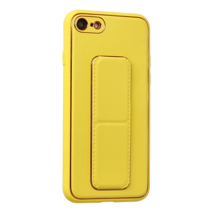 İphone 7 Kılıf Coco Deri Standlı Kapak - Sarı